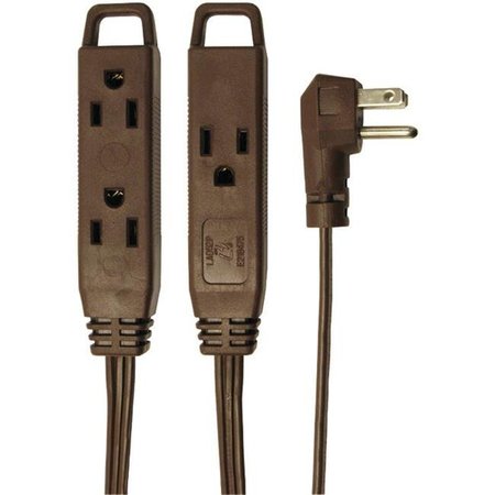 AXIS Axis 45504 8 ft. 3-Outlet Brown Wall-Hugger Indoor Grounded Extension Cord - Brown 45504